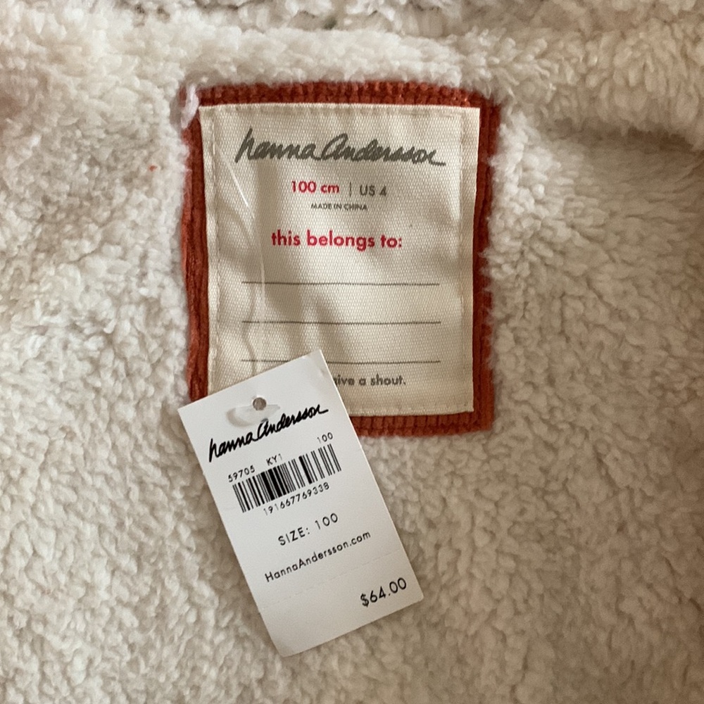 Hanna Andersson fox jacket Sherpa lined corduroy orange brown - Picture 10 of 16